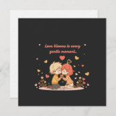 Cute Romantic Anime Couple - Love Moment 招待状 (正面/裏面)