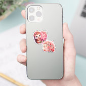  Cute Romantic Floral Hedgehog Duo Illustration シール (スマートフォン)