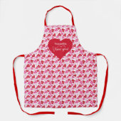Cute Romantic Heart Design Personalized Valentine  エプロン (正面)