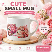 Cute Romantic Hedgehog Espresso Cup – Floral Coupl エスプレッソカップ