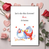 Cute Romantic Love Birds Valentine's Day Card シーズンカード