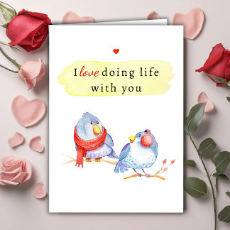 Cute Romantic Love Birds Valentine's Day Card シーズンカード