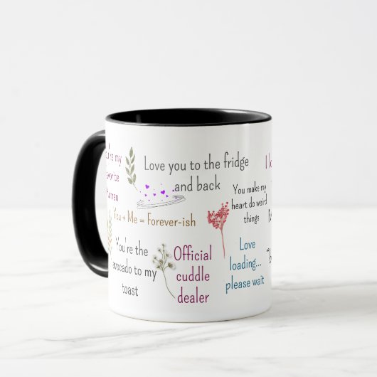 Cute Romantic Quotes Aesthetic Mug Art マグカップ (正面左)