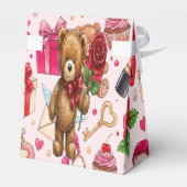 Cute Romantic Red & Pink Watercolor Love Pattern フェイバーボックス (裏面サイド)