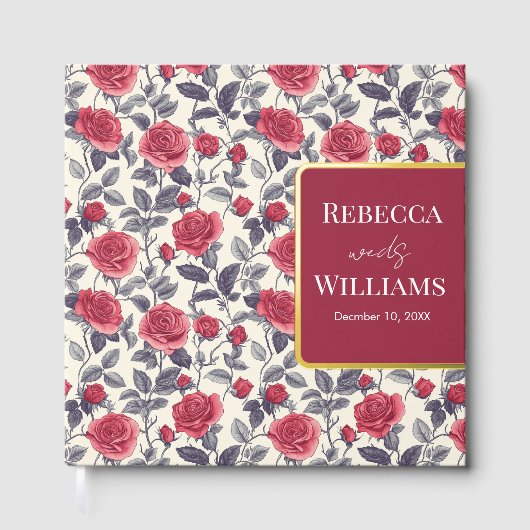 Cute Rose Themed Wedding Guest Book ゲストブック (正面)