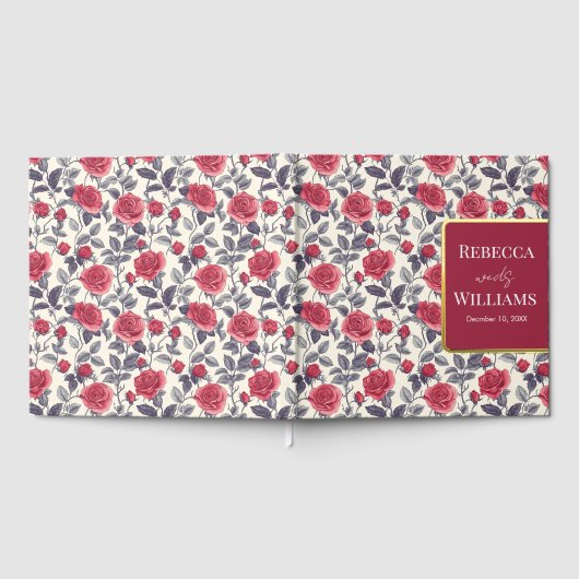 Cute Rose Themed Wedding Guest Book ゲストブック (全面)