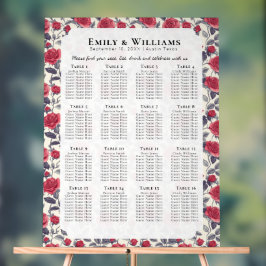 Cute Rose Themed Wedding Seating Chart アクリルサイン