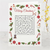 Cute Rottweiler Dog Christmas Maze Puzzle Holiday カード (黄色い花)
