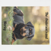 Cute Rottweiler Personalized フリースブランケット (正面(横))