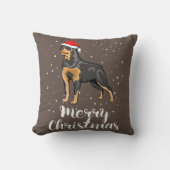 Cute Rottweiler Santa Hat Merry Christmas Costume クッション (正面)