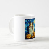 Cute Rough Collie Dog Halloween Jack O Lantern Pum コーヒーマグカップ (正面左)