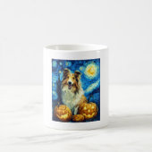 Cute Rough Collie Dog Halloween Jack O Lantern Pum コーヒーマグカップ (中央)