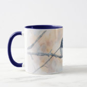 Cute Round Bird Junco on Branch Art Mug Cup マグカップ (左)