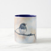 Cute Round Bird Junco on Branch Art Mug Cup マグカップ (中央)