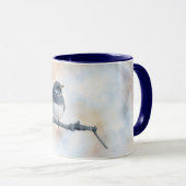 Cute Round Bird Junco on Branch Art Mug Cup マグカップ (正面右)