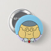 Cute Round Face Business Employee ID Badge Blue 缶バッジ (正面&裏面)