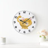 Cute Round Ginger Tabby Cat ラージ壁時計 (ホーム)