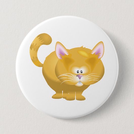 Cute Round Ginger Tabby Cat 缶バッジ (正面)
