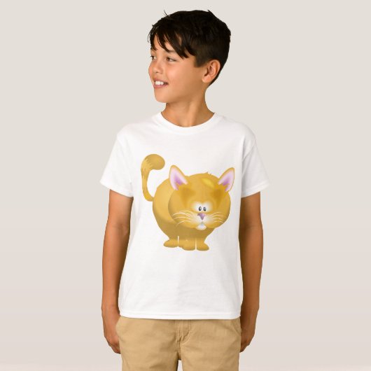 Cute Round Ginger Tabby Cat Tシャツ (正面フル)
