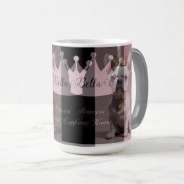Cute Royal Princess White French Bulldog Crown モーフィングマグカップ