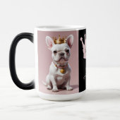 Cute Royal Princess White French Bulldog Crown モーフィングマグカップ (左)