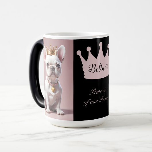 Cute Royal Princess White French Bulldog Crown モーフィングマグカップ (正面左)