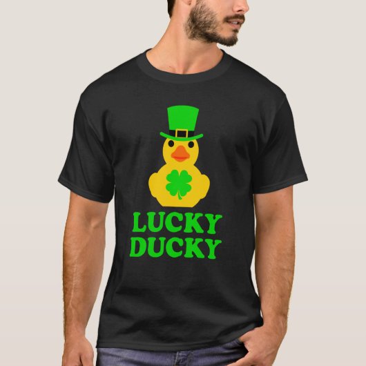 Cute Rubber Duck Four Leaf C Hat St Patrick's Day  Tシャツ (正面)