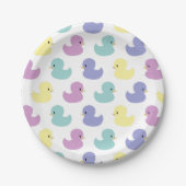Cute Rubber Duck Gender Neutral Baby Shower ペーパープレート (正面)