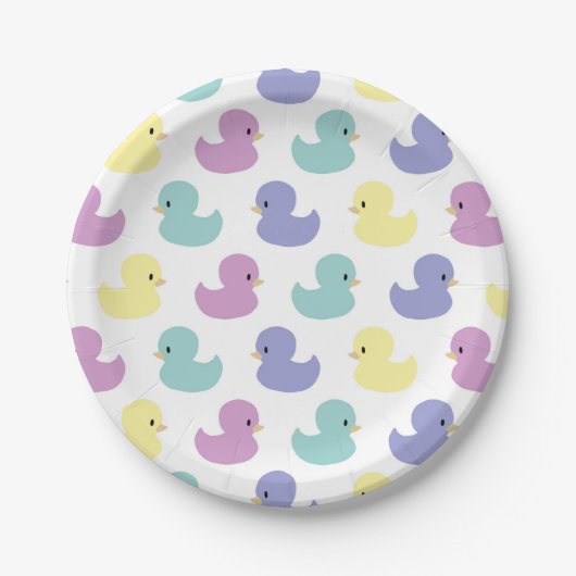 Cute Rubber Duck Gender Neutral Baby Shower ペーパープレート (正面)