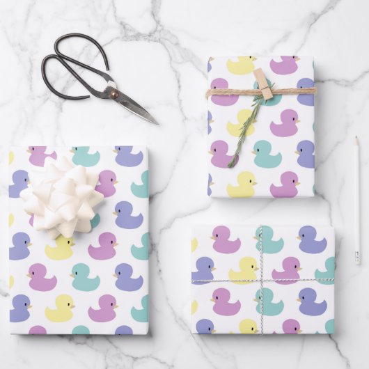 Cute Rubber Duck Gender Neutral Baby Shower ラッピングペーパーシート (正面)