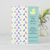 Cute Rubber Duck Gender Neutral Baby Shower 招待状 (スタンド正面)
