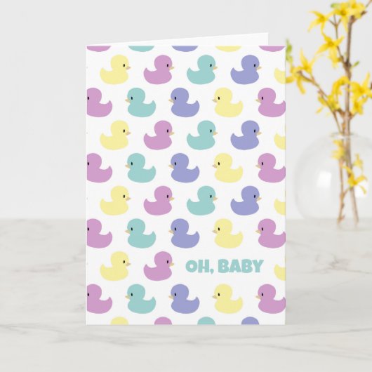 Cute Rubber Duck Gender Neutral Blank Custom カード (黄色い花)