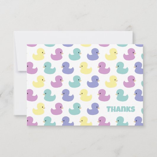 Cute Rubber Duck Gender Neutral Flat Thank You カード (正面)