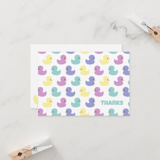 Cute Rubber Duck Gender Neutral Flat Thank You カード (正面/裏面インサイチュ)