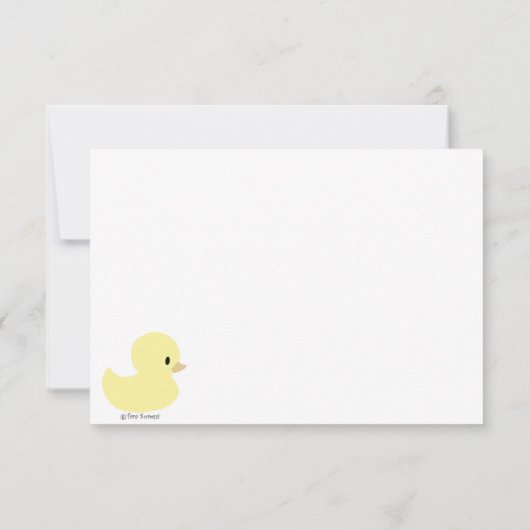 Cute Rubber Duck Gender Neutral Flat Thank You カード (裏面)