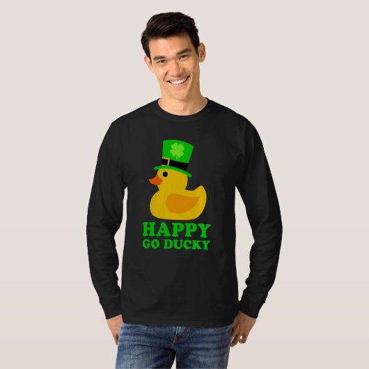 Cute Rubber Duck Lucky Four Leaf C Leprechaun Hat Tシャツ (正面フル)