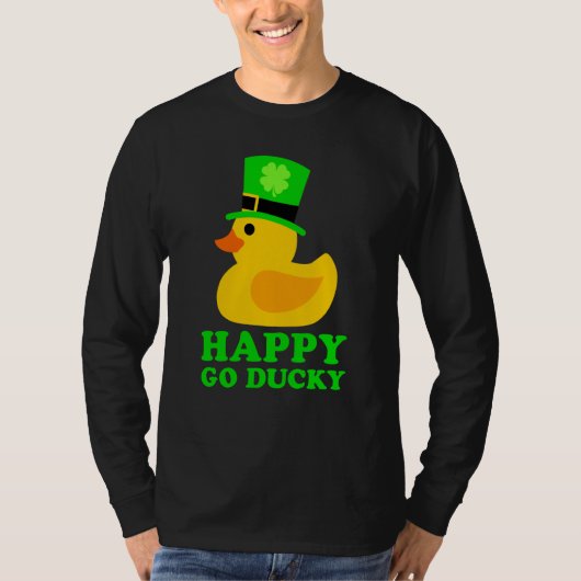 Cute Rubber Duck Lucky Four Leaf C Leprechaun Hat Tシャツ (正面)
