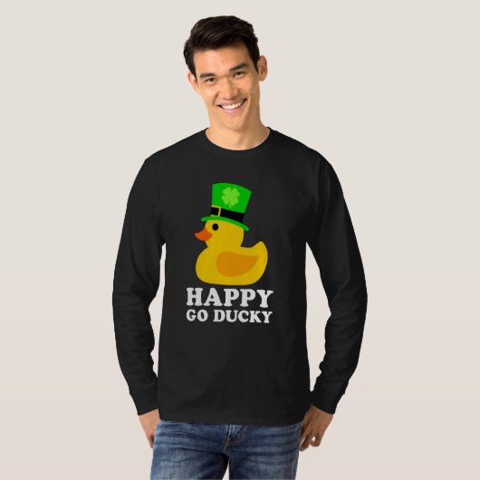 Cute Rubber Duck Lucky Four Leaf C Leprechaun Hat Tシャツ (正面フル)