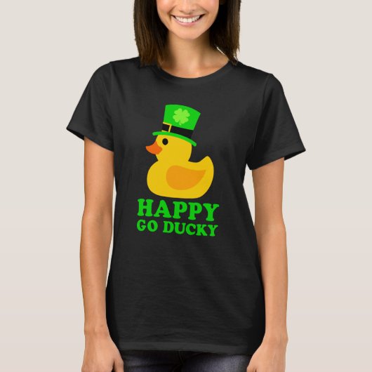 Cute Rubber Duck Lucky Four Leaf C Leprechaun Hat Tシャツ (正面)