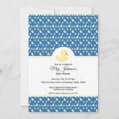 Cute Rubber Duck Modern Blue Baby Shower 招待状 (正面)