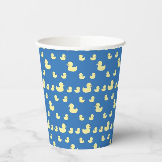 Cute Rubber Duck Modern Blue Baby Shower 紙コップ (左)