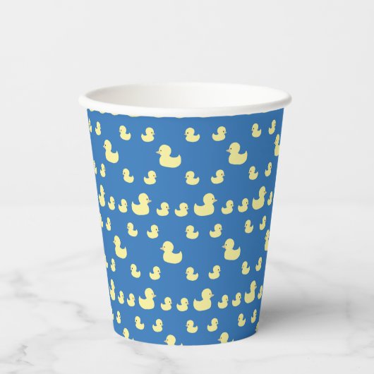 Cute Rubber Duck Modern Blue Baby Shower 紙コップ (正面)