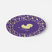 Cute Rubber Duck Modern Purple Baby Shower ペーパープレート (アングル)