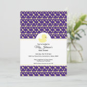 Cute Rubber Duck Modern Purple Baby Shower 招待状 (スタンド正面)