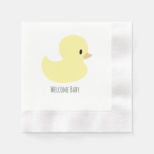 Cute Rubber Duck Personalized Baby Shower Custom 縁ありカクテルナプキン (正面)
