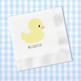 Cute Rubber Duck Personalized Baby Shower Custom 縁ありカクテルナプキン