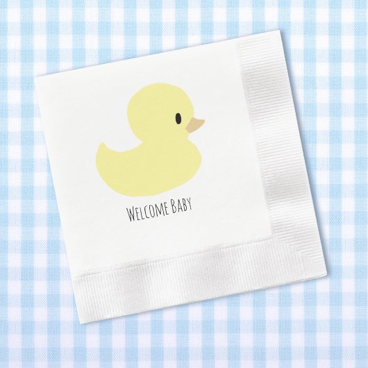 Cute Rubber Duck Personalized Baby Shower Custom 縁ありカクテルナプキン