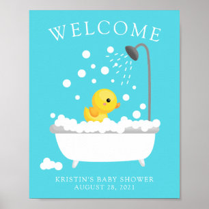 Cute Rubber Duck Welcome Baby Shower Poster ポスター