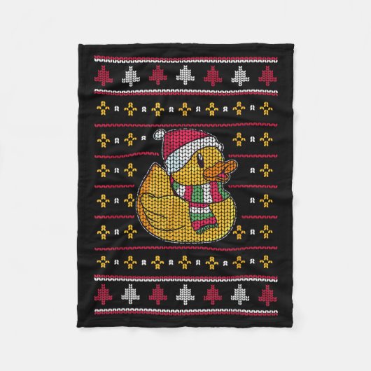 Cute Rubber Duckie Duck Christmas Santa Clause  フリースブランケット (正面)