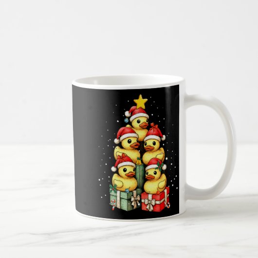 Cute Rubber Ducks Le Duckie Christmas Tree Xmas Ha コーヒーマグカップ (右)